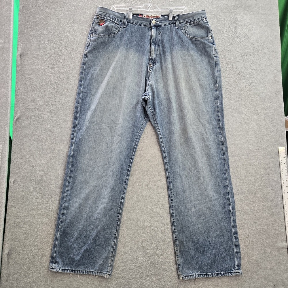VINTAGE Akademiks Men Jeans 42 Denim‎ Logo Embroidery Baggy Hip Hop Skater Y2K